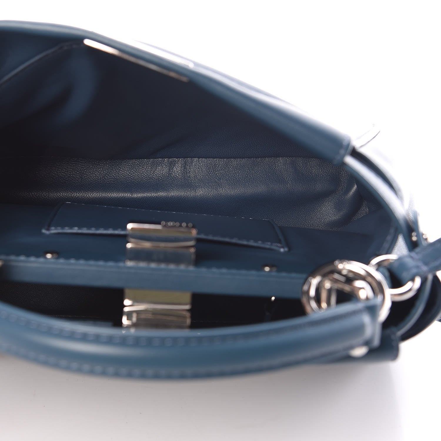 Fendi Nappa Mini Peekaboo Iconic Satchel Pavone 5 of 10