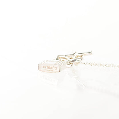 Hermes Sterling Silver Cadenas Kelly Lock Pendant Necklace 3 of 5