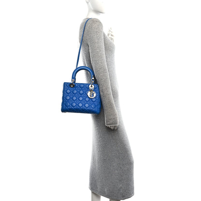 Christian Dior Lambskin Cannage Medium Lady Dior Blue 2 of 10