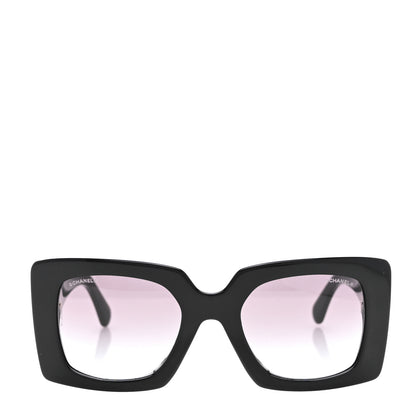 Chanel Acetate Pearl Rectangle Sunglasses 5480-H Black 2 of 8