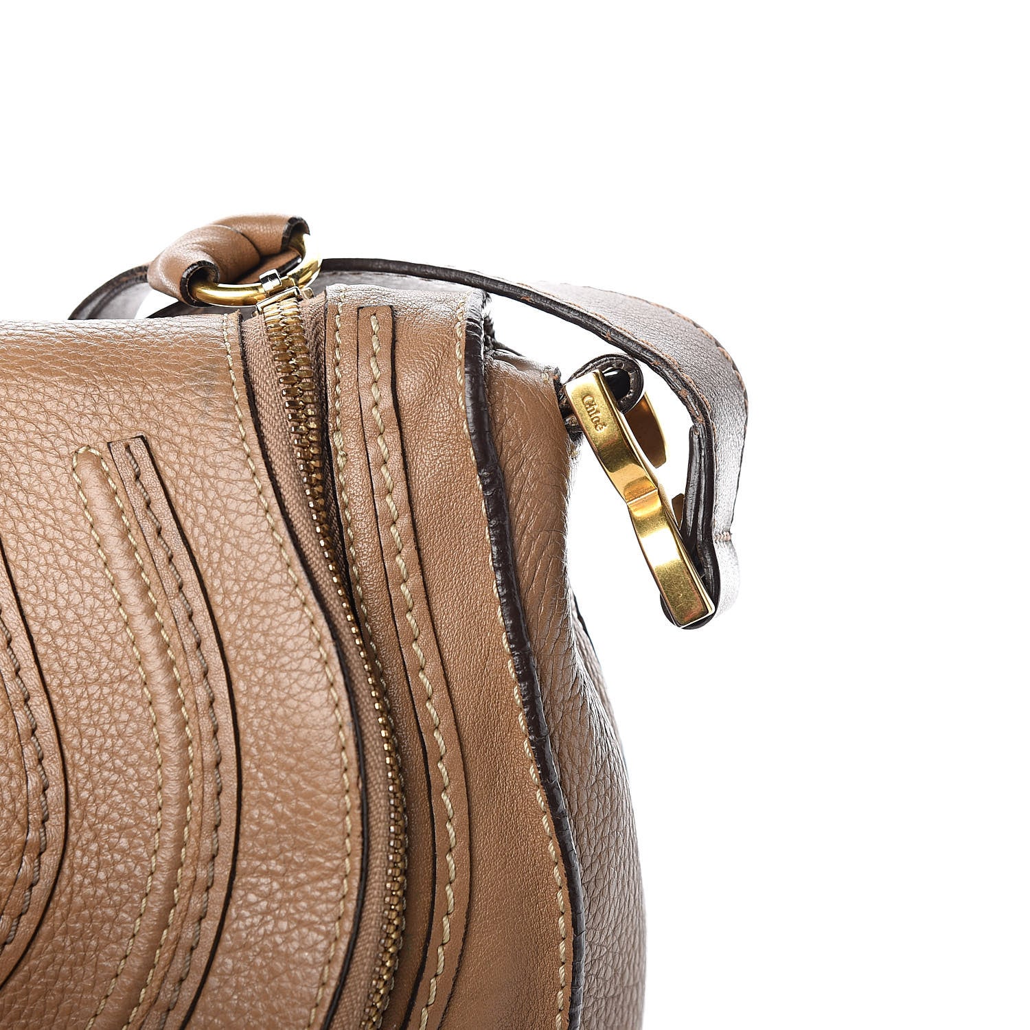 Chloe Calfskin Medium Marcie Round Zip Crossbody Bag Nut 11 of 15