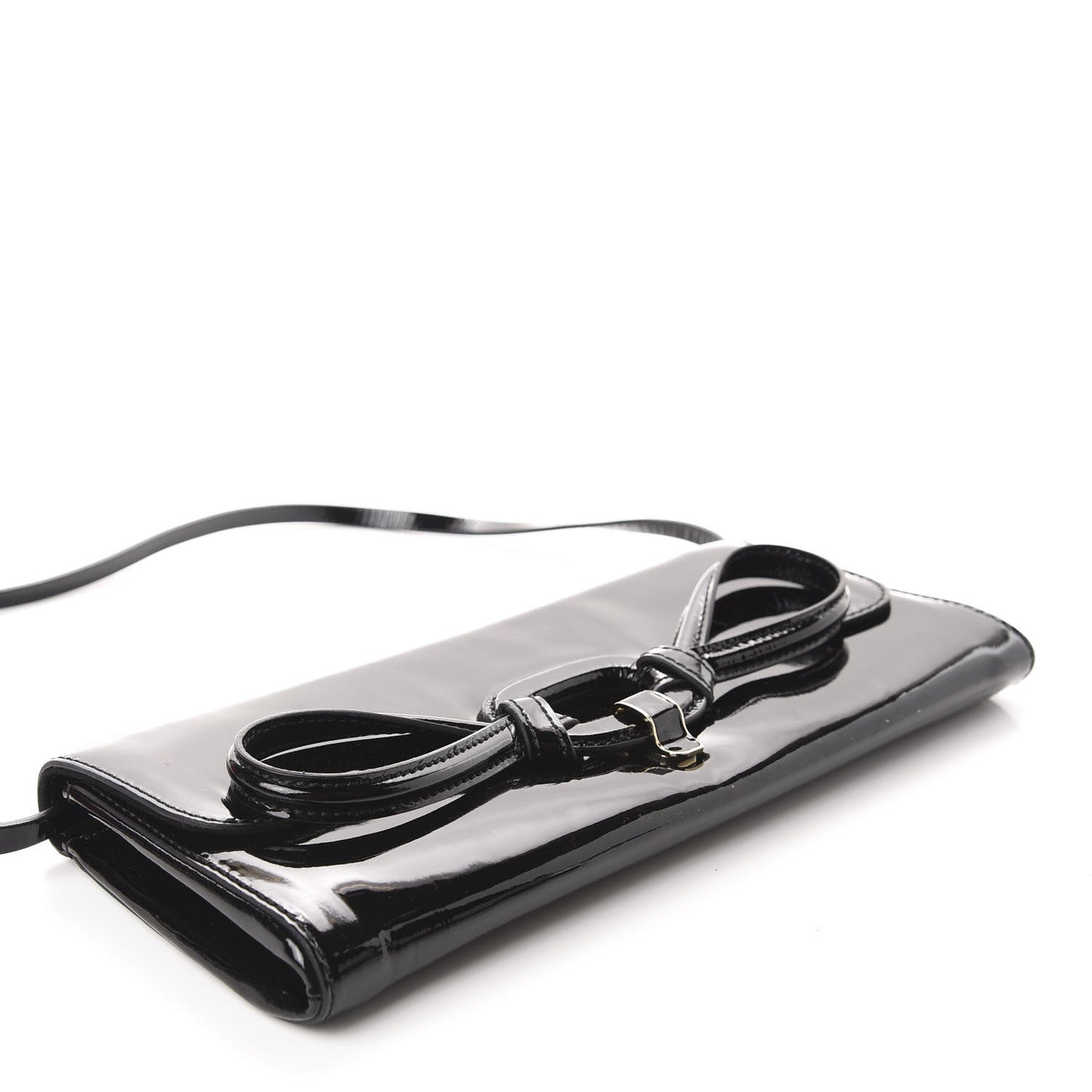 Patent Bow Convertible Clutch Black