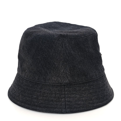Prada Denim Metal Triangle Logo Bucket Hat M Black 6 of 8