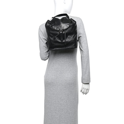 Prada Soft Calfskin Cinch Backpack Black 2 of 9