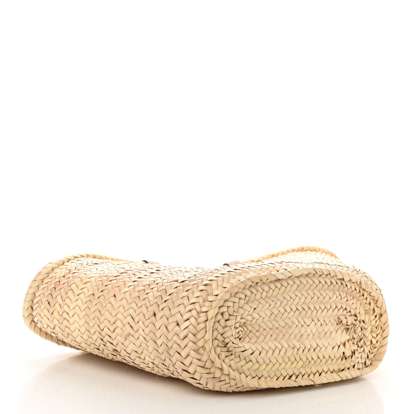 Raffia Calfskin Triomphe Medium Panier Tan
