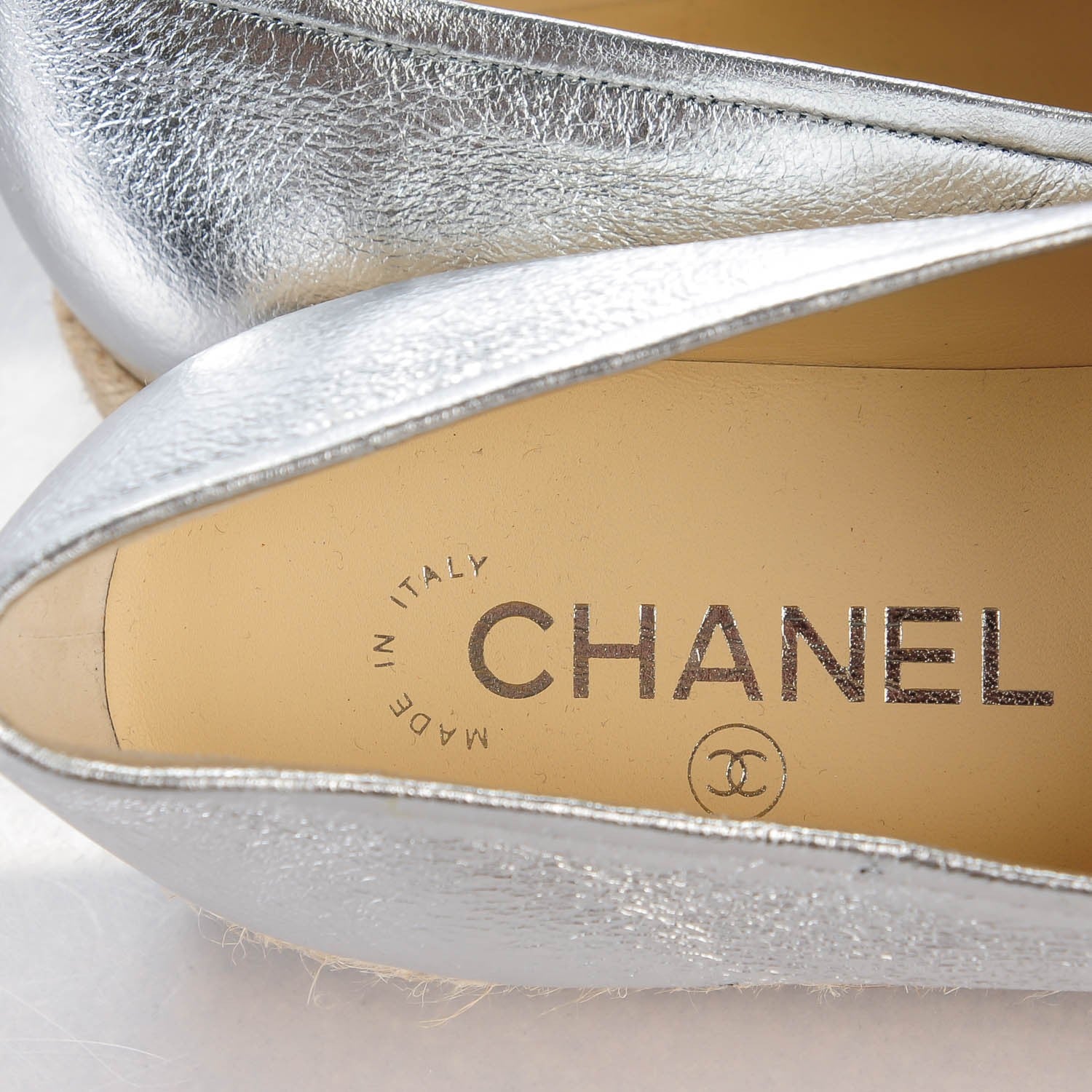Chanel Metallic Lambskin CC Loafers 39 Silver 7 of 9