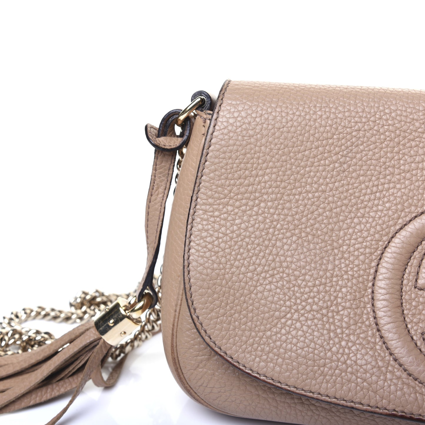 Pebbled Calfskin Medium Soho Flap Crossbody Camelia