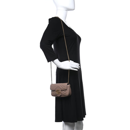 Gucci Calfskin Matelasse Super Mini GG Marmont Shoulder Bag Porcelain Rose 2 of 9