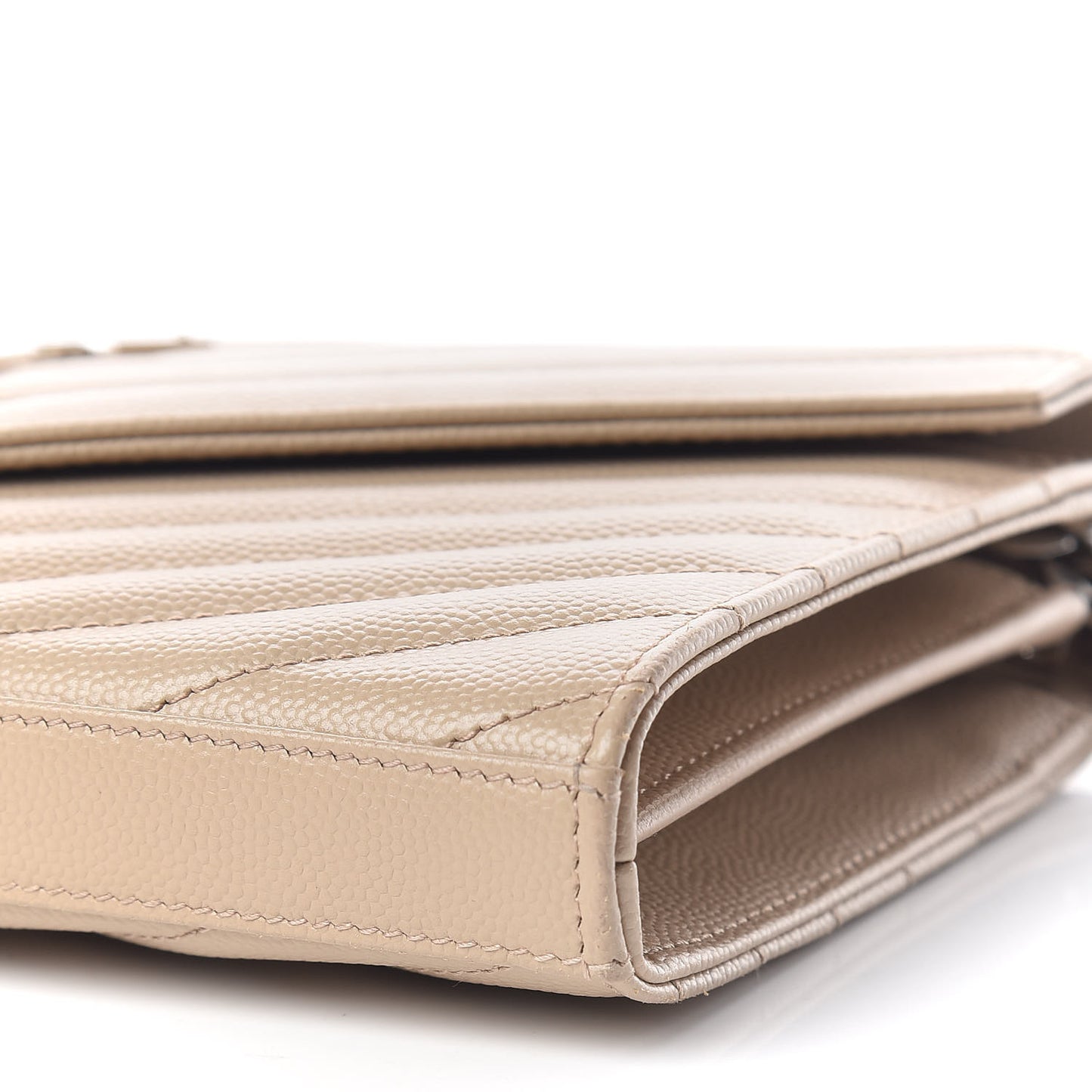 Grain De Poudre Matelasse Chevron Monogram Chain Wallet Nude Powder