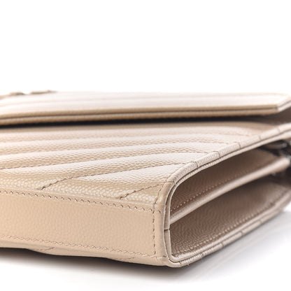 Saint Laurent Grain De Poudre Matelasse Chevron Monogram Chain Wallet Nude Powder 8 of 10