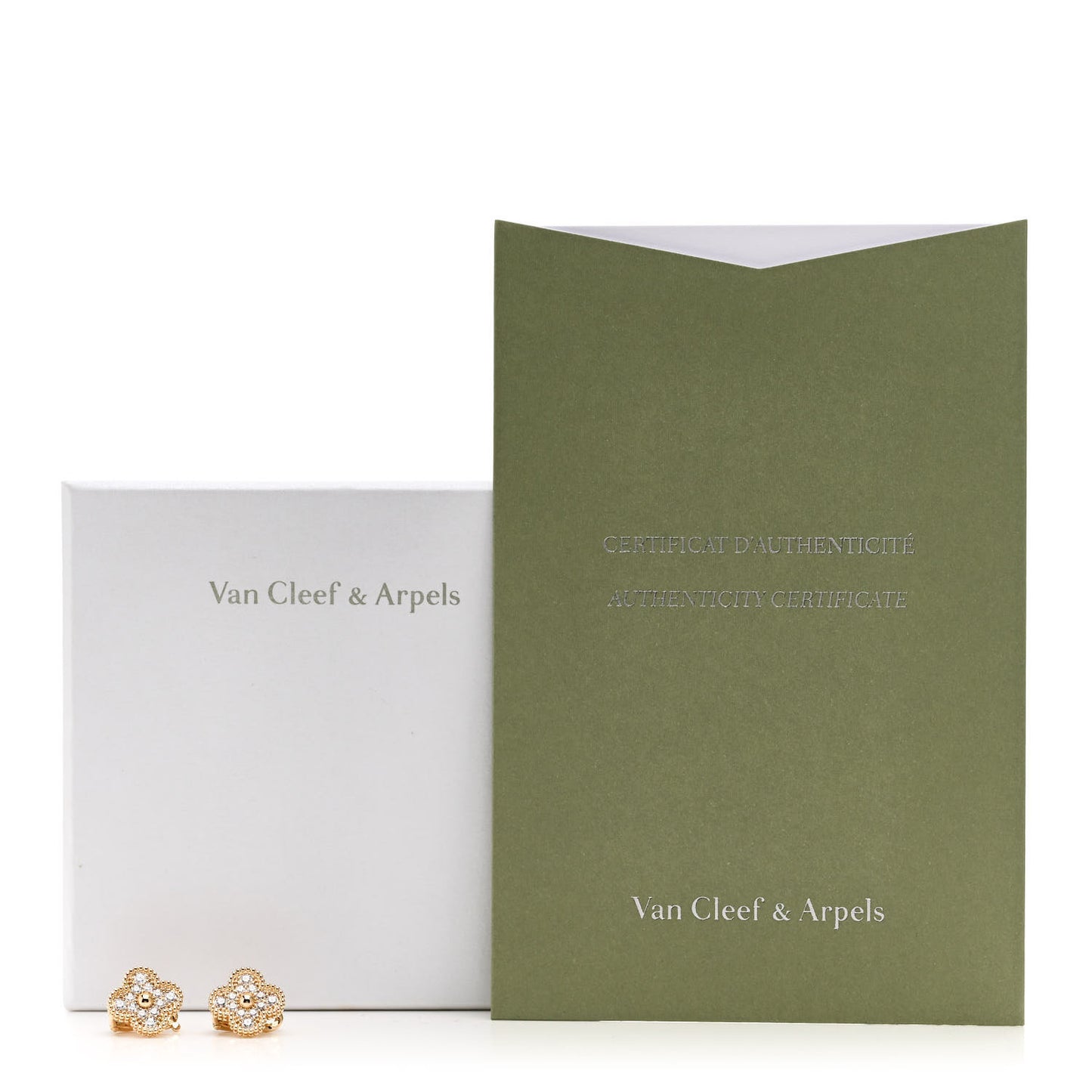 18K Yellow Gold Diamond Vintage Alhambra Earrings