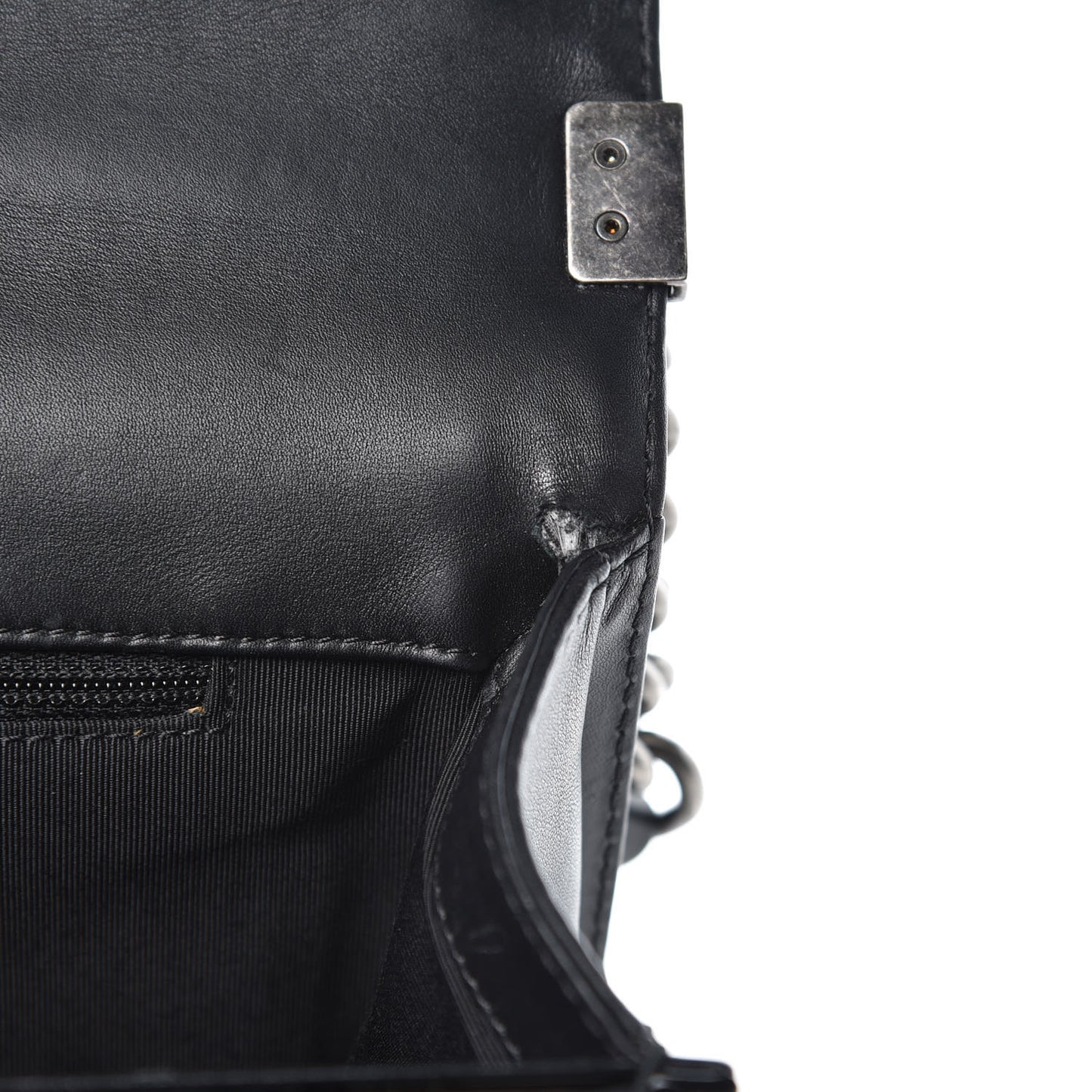 Patent Quilted Large Boy Flap Black