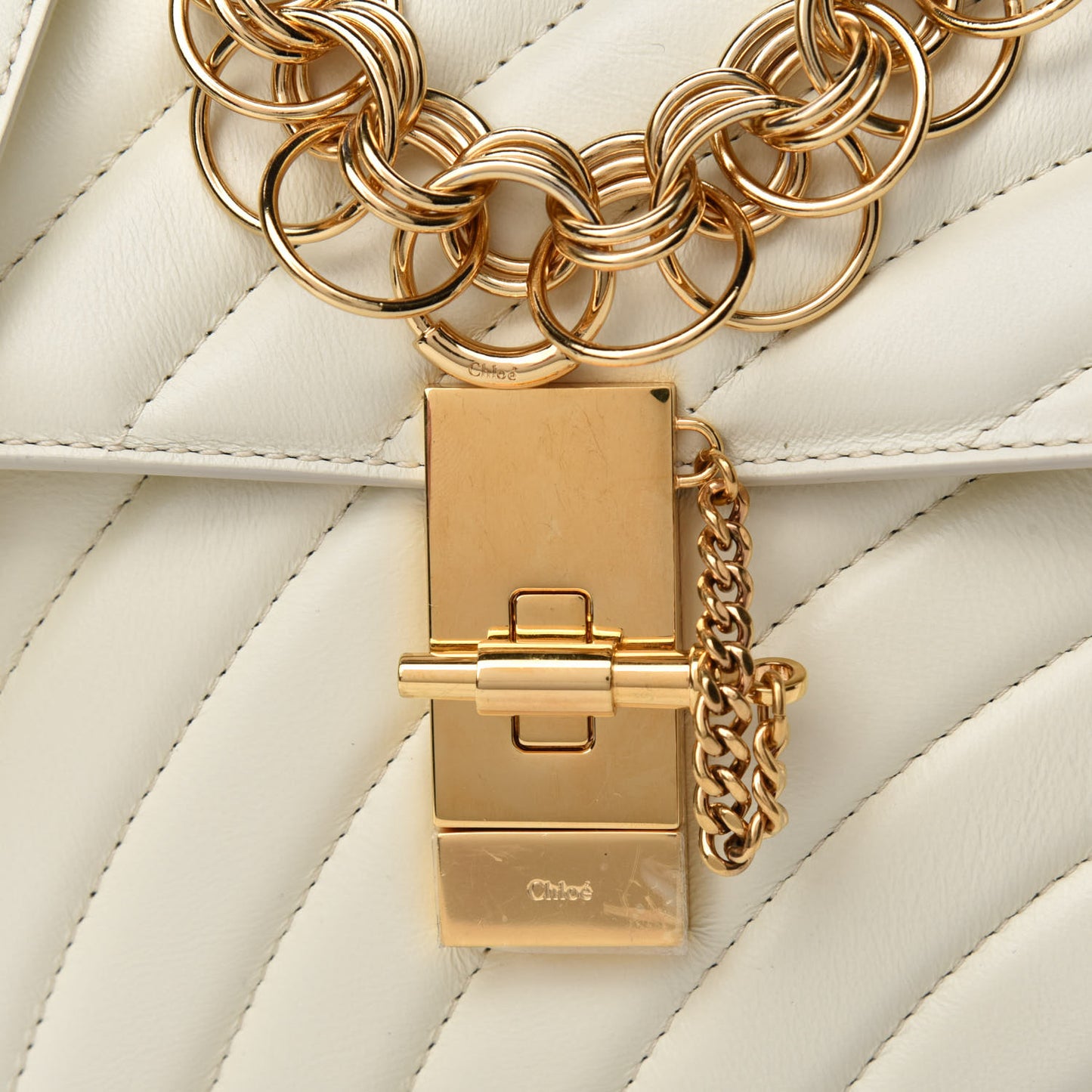 Calfskin Quilted Mini Drew Bijou Shoulder Bag Natural White