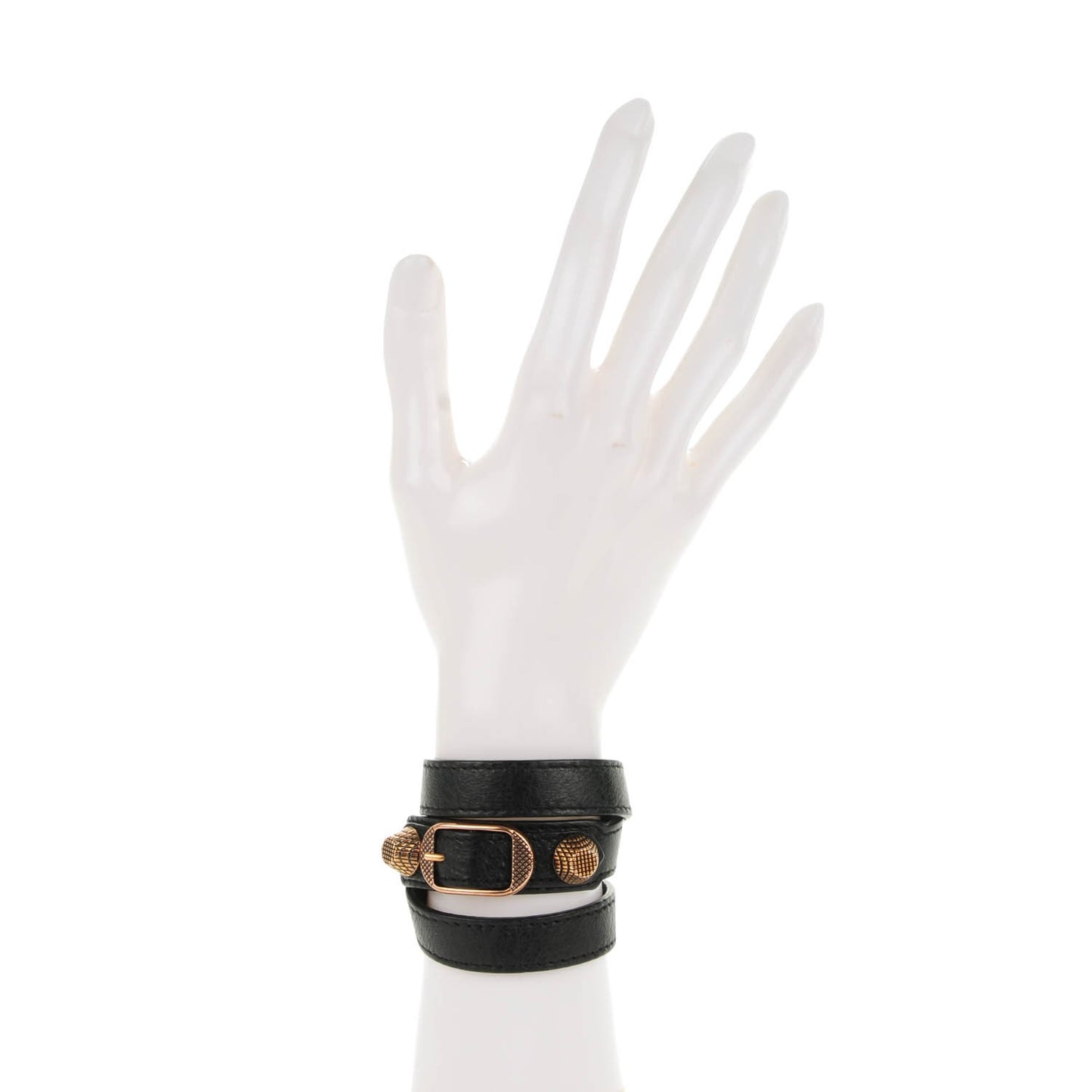 Agneau Giant 12 Rose Gold Hardware Triple Tour Bracelet S Black