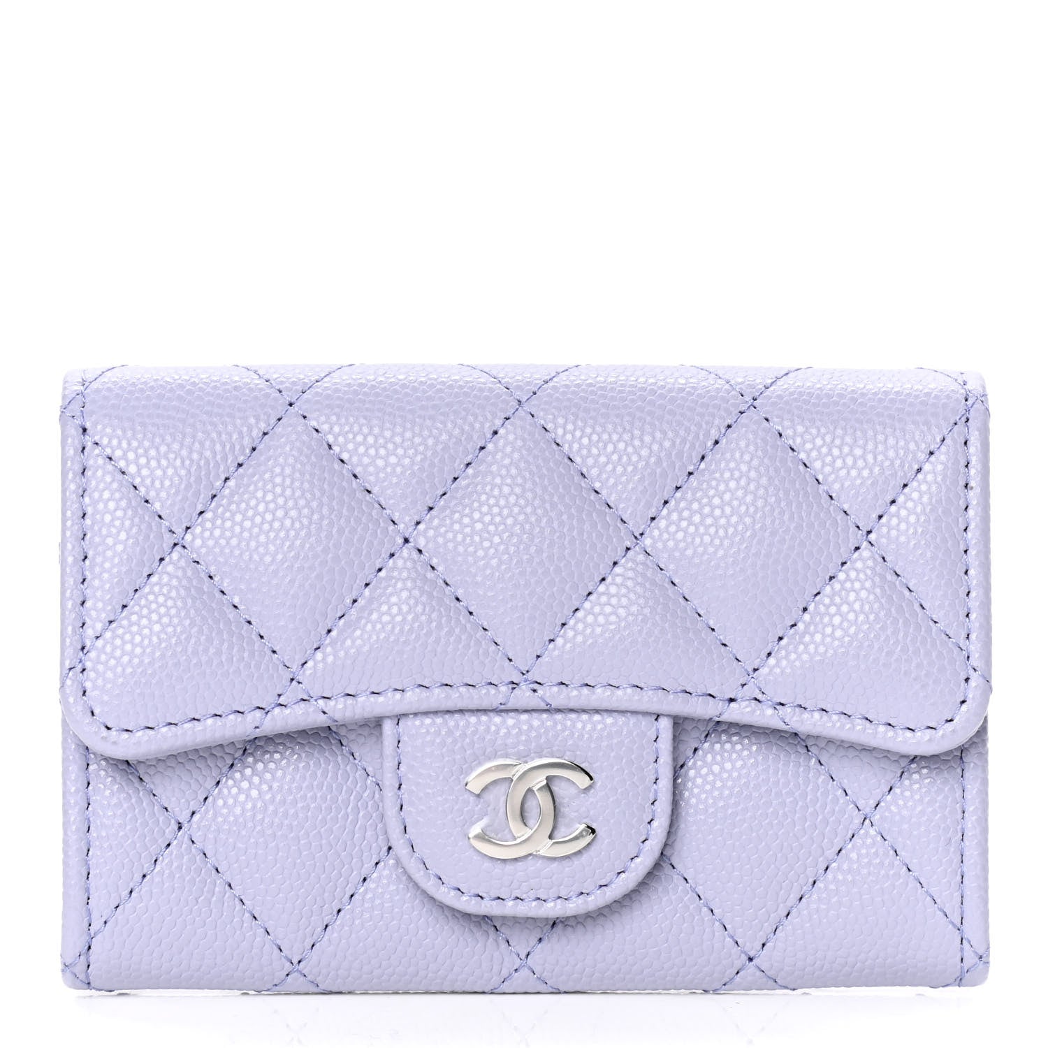 Chanel Caviar Quilted Flap Card Holder Wallet Light Purple 1 of 6