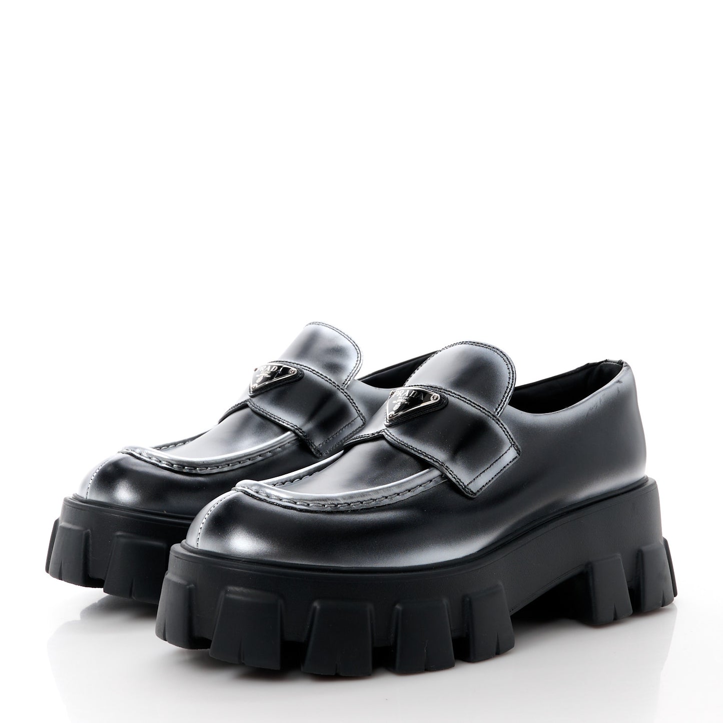 Spazzolato Rois Triangle Monolith 55mm Loafers 39.5 Black Argento