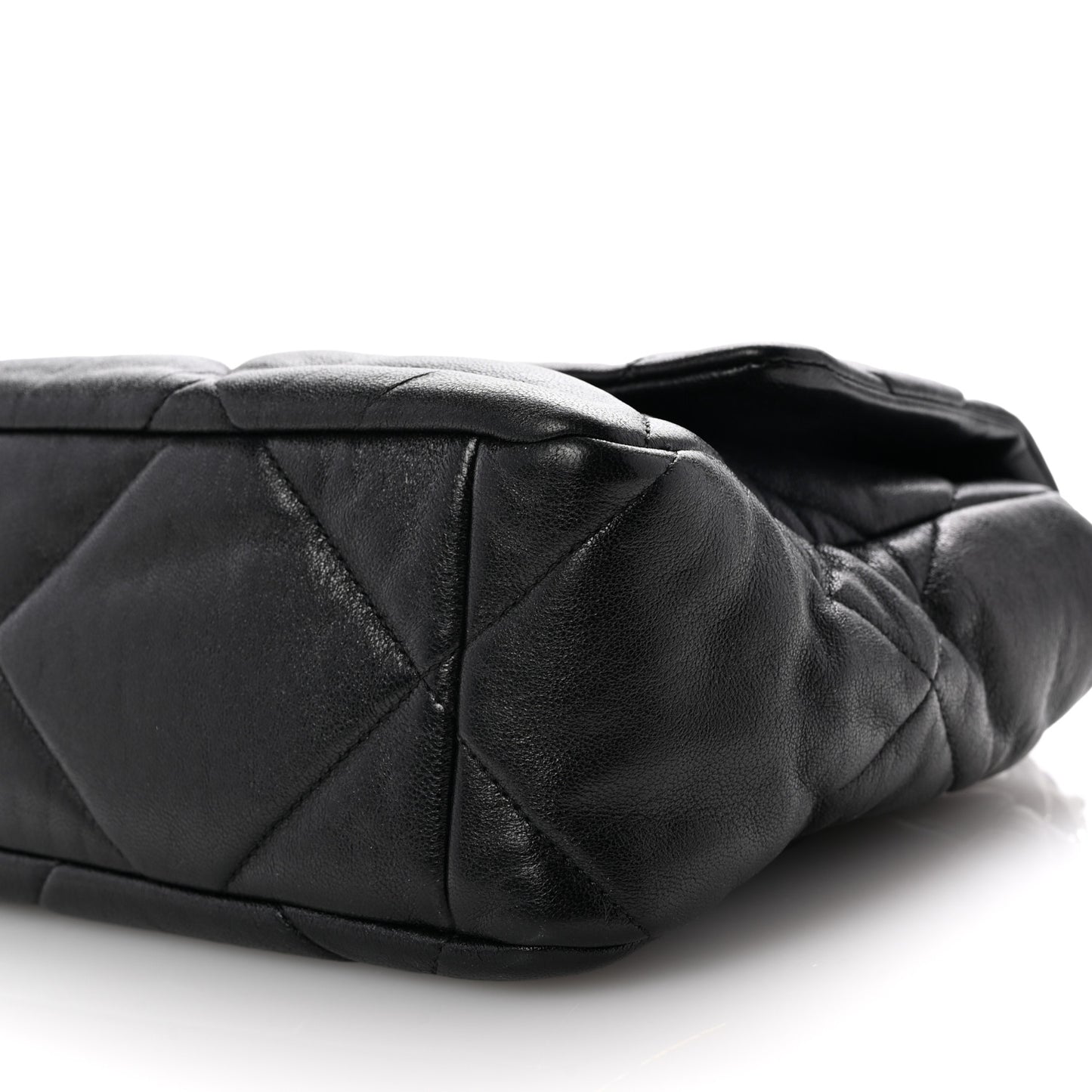 Shiny Goatskin Quilted Large Chanel 19 Flap Black
