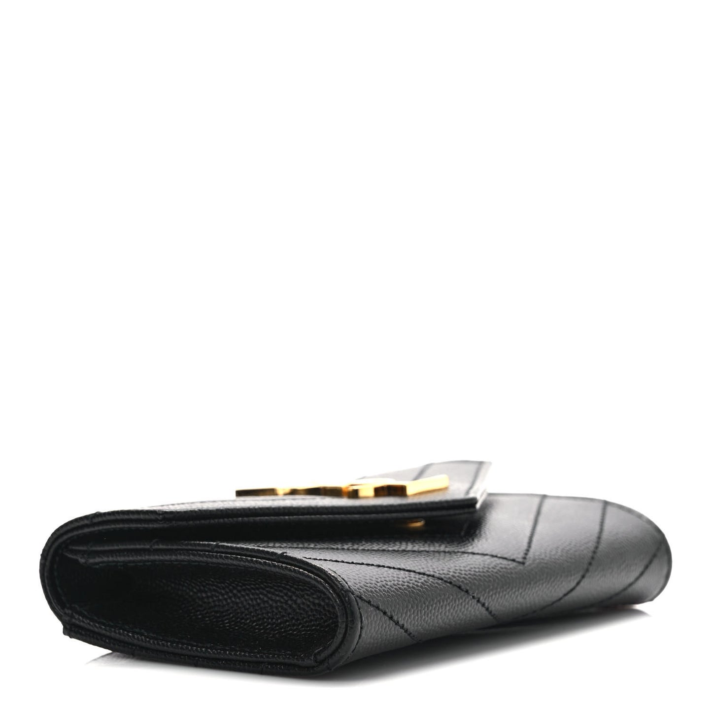 Grain De Poudre Matelasse Chevron Small Monogram Envelope Wallet Black