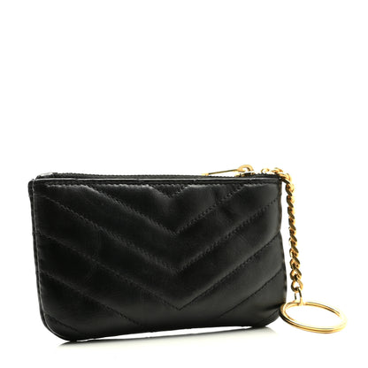 Saint Laurent Calfskin Matelasse Monogram Key Pouch Black 2 of 8