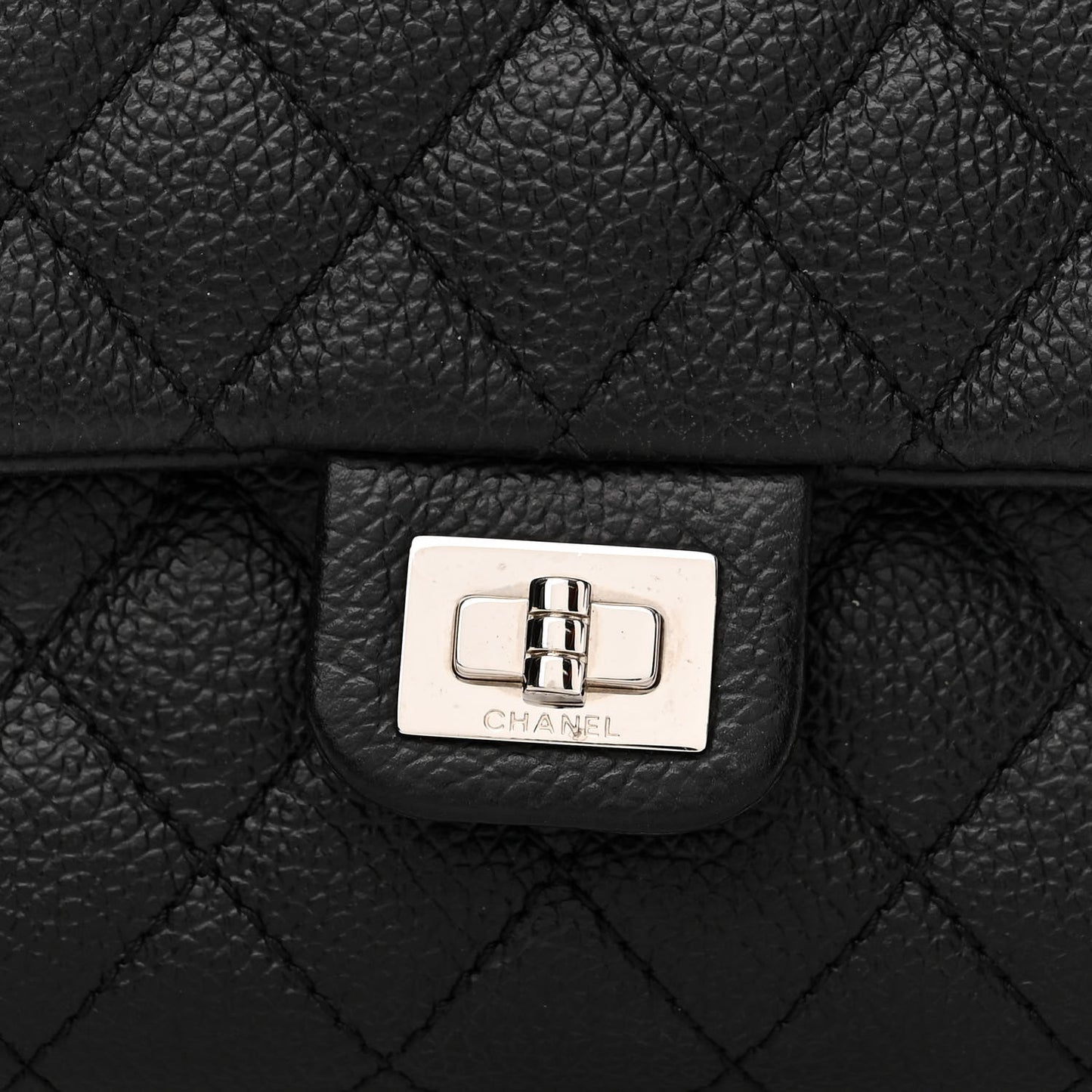 Grained Calfskin Quilted 2.55 Reissue Flap Belt Bag Clutch Black