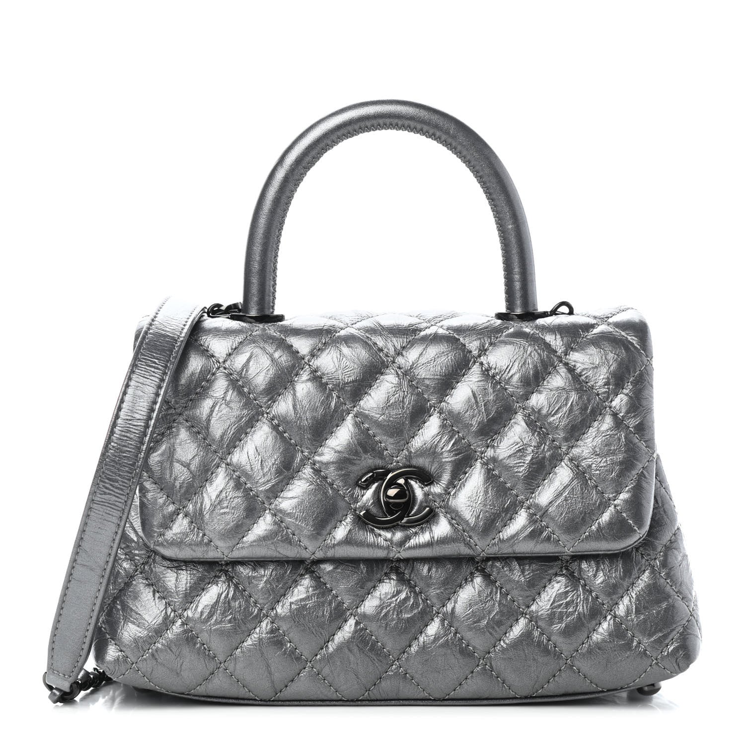 Chanel Aged Calfskin Quilted Mini Coco Handle Flap Charcoal 1 of 5