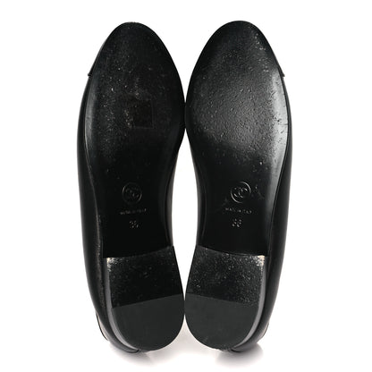 Chanel Lambskin Patent CC Cap Toe Ballerina Flats 36 Black 6 of 10