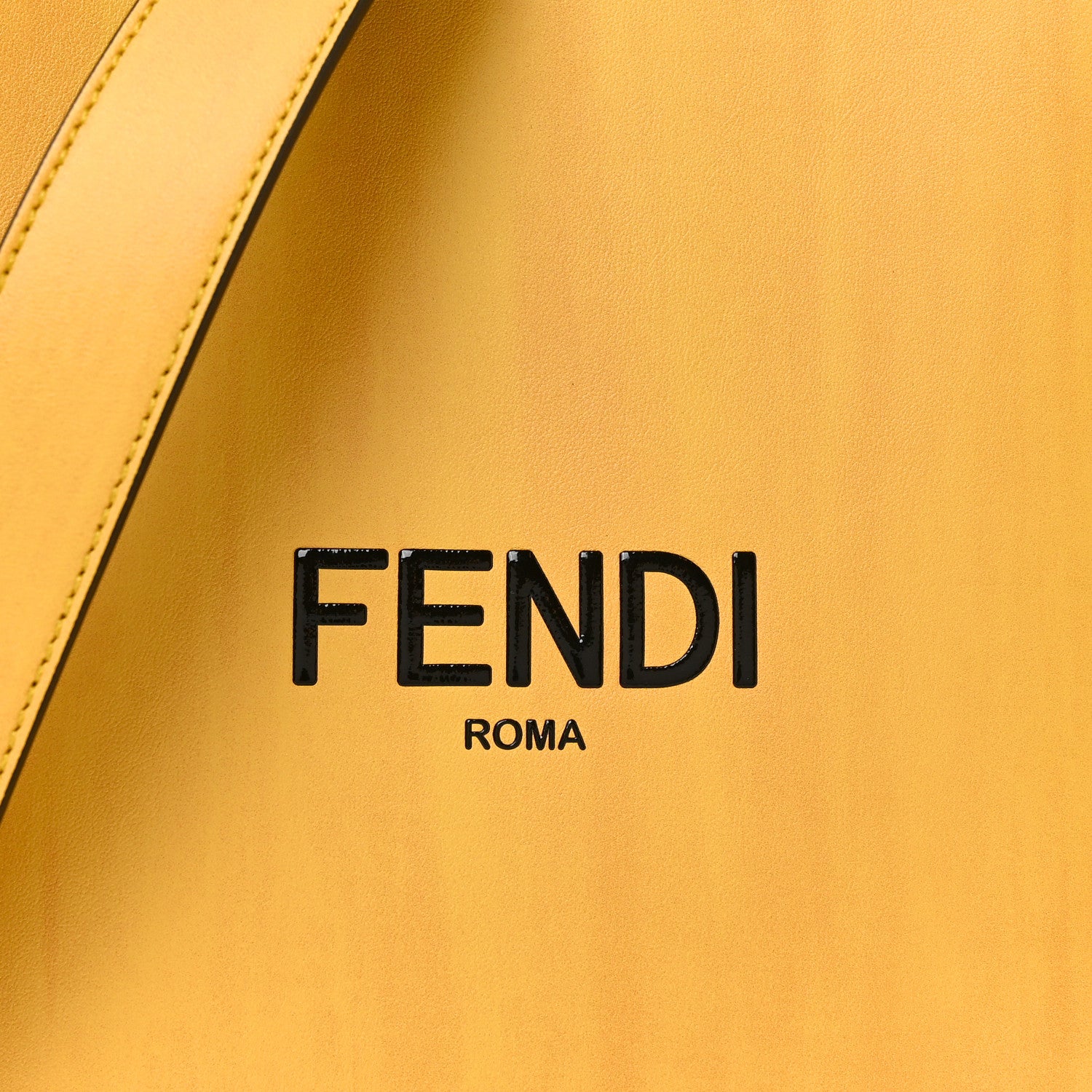 Fendi Vitello Fluffy Logo Small Pack Shopper Tote Yellow Box Black 7 of 9
