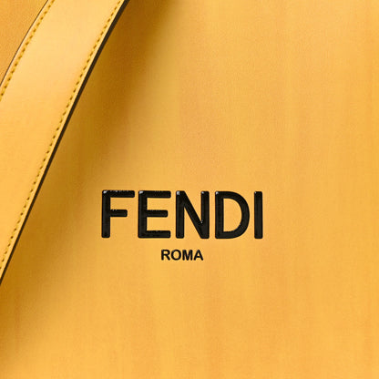 Fendi Vitello Fluffy Logo Small Pack Shopper Tote Yellow Box Black 7 of 9