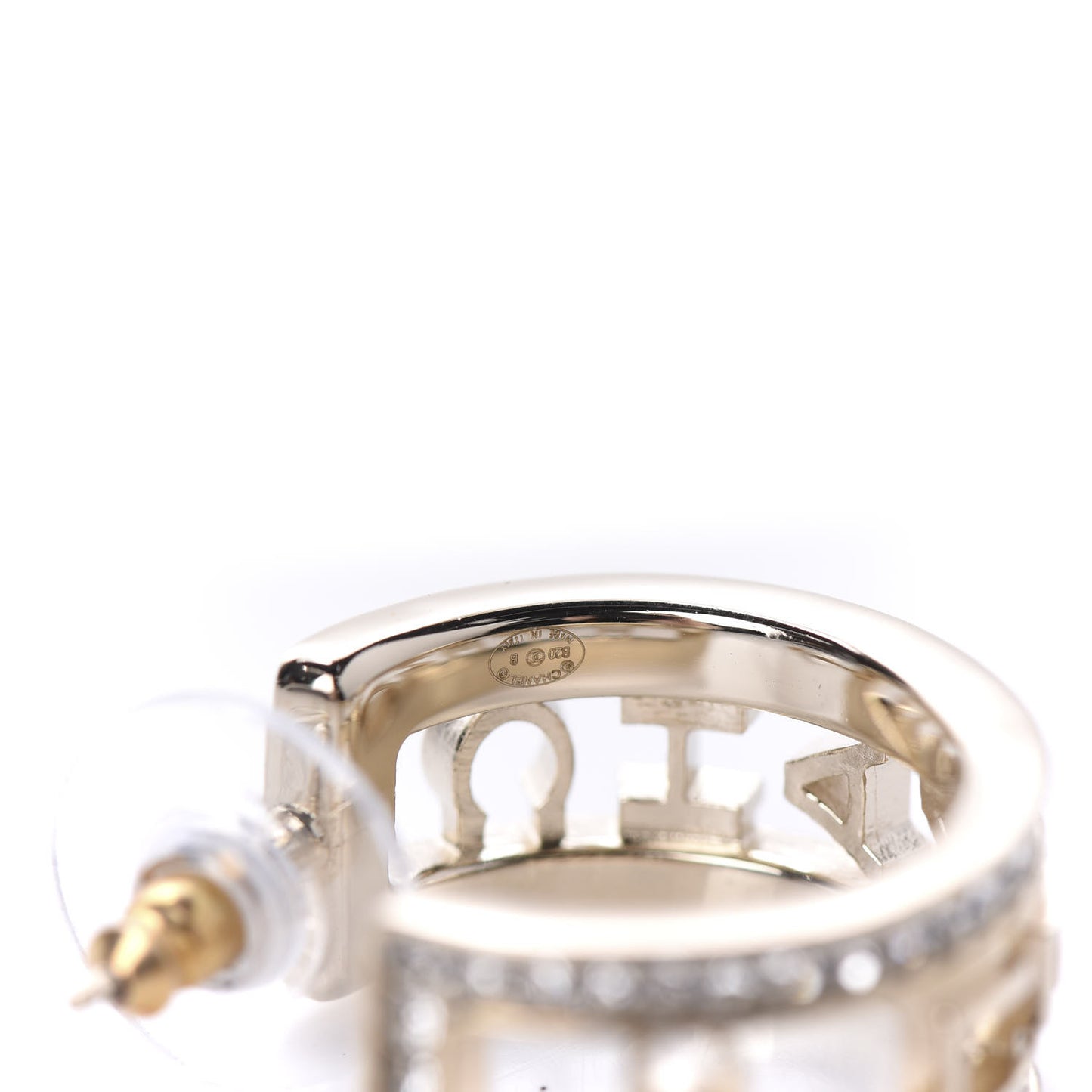 Metal Crystal Bow-tiful CC Hoop Earrings Gold