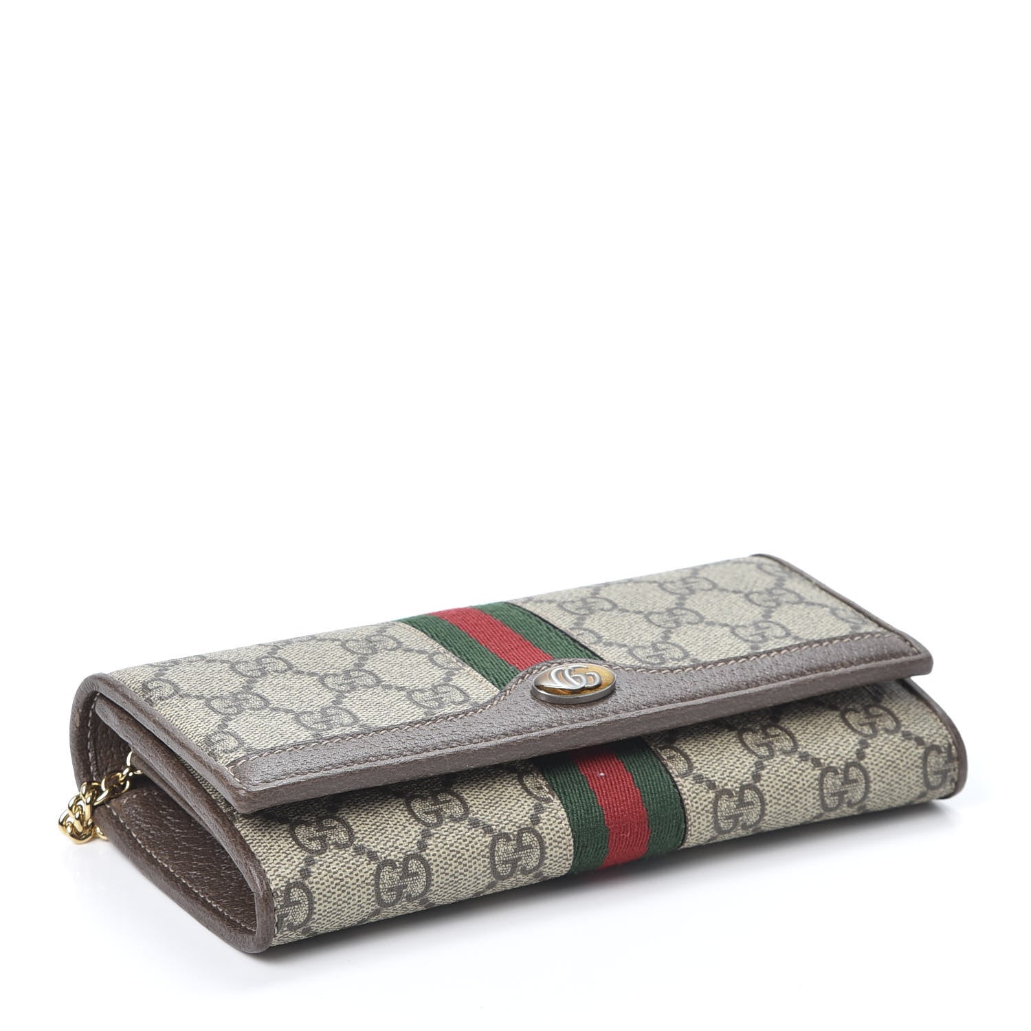 Gucci GG Supreme Monogram Web Ophidia Wallet On Chain Brown 3 of 10