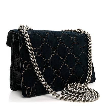 Gucci Velvet Skipper Crystal GG Monogram Small Dionysus Shoulder Bag Blue Beige Black 3 of 11