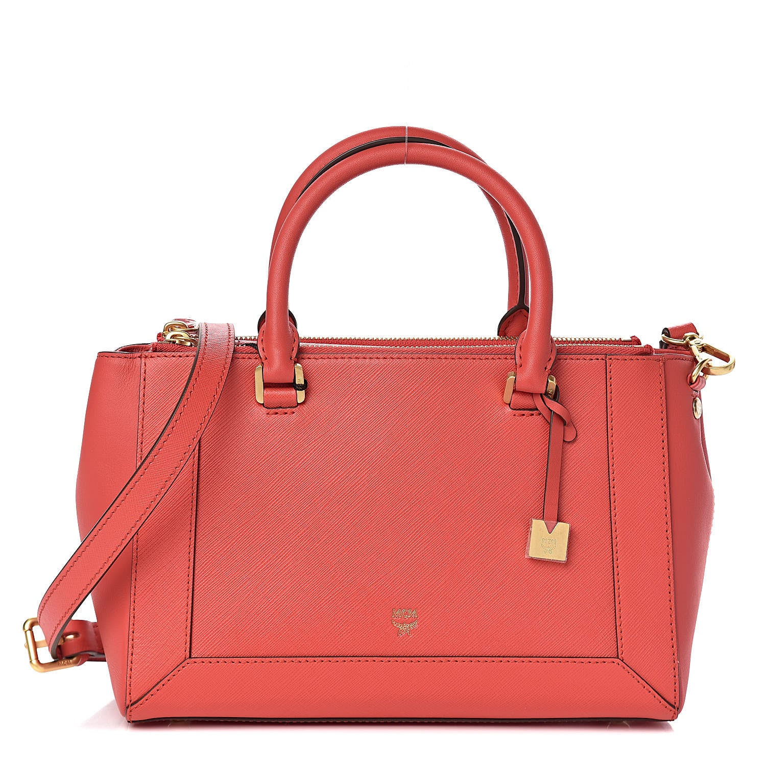 MCM Saffiano Nuovo Tote Hot Coral 1 of 10