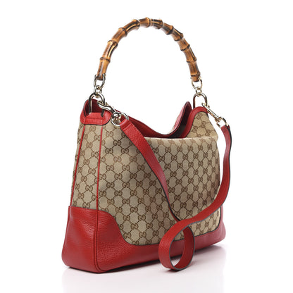Gucci Monogram Medium Diana Bamboo Shoulder Bag Red 4 of 12