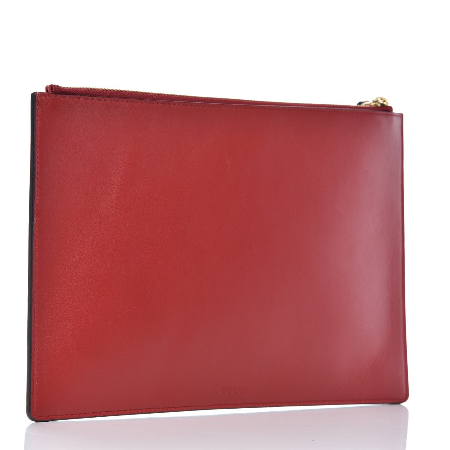 GG Supreme Monogram Bosco Patch Zip Pouch Beige Malva Hibiscus Red