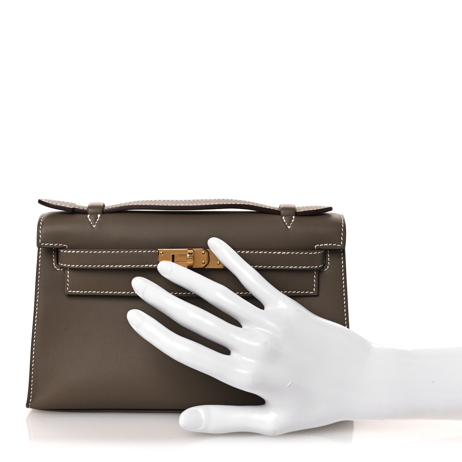 Hermes Swift Kelly Pochette Clutch Etoupe 2 of 12