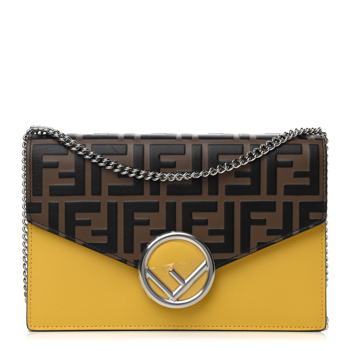 Vitello Cruise F is Fendi Bi-Color FF 1974 Embossed Medium Envelope Wallet On Chain Maya Black Sunflower
