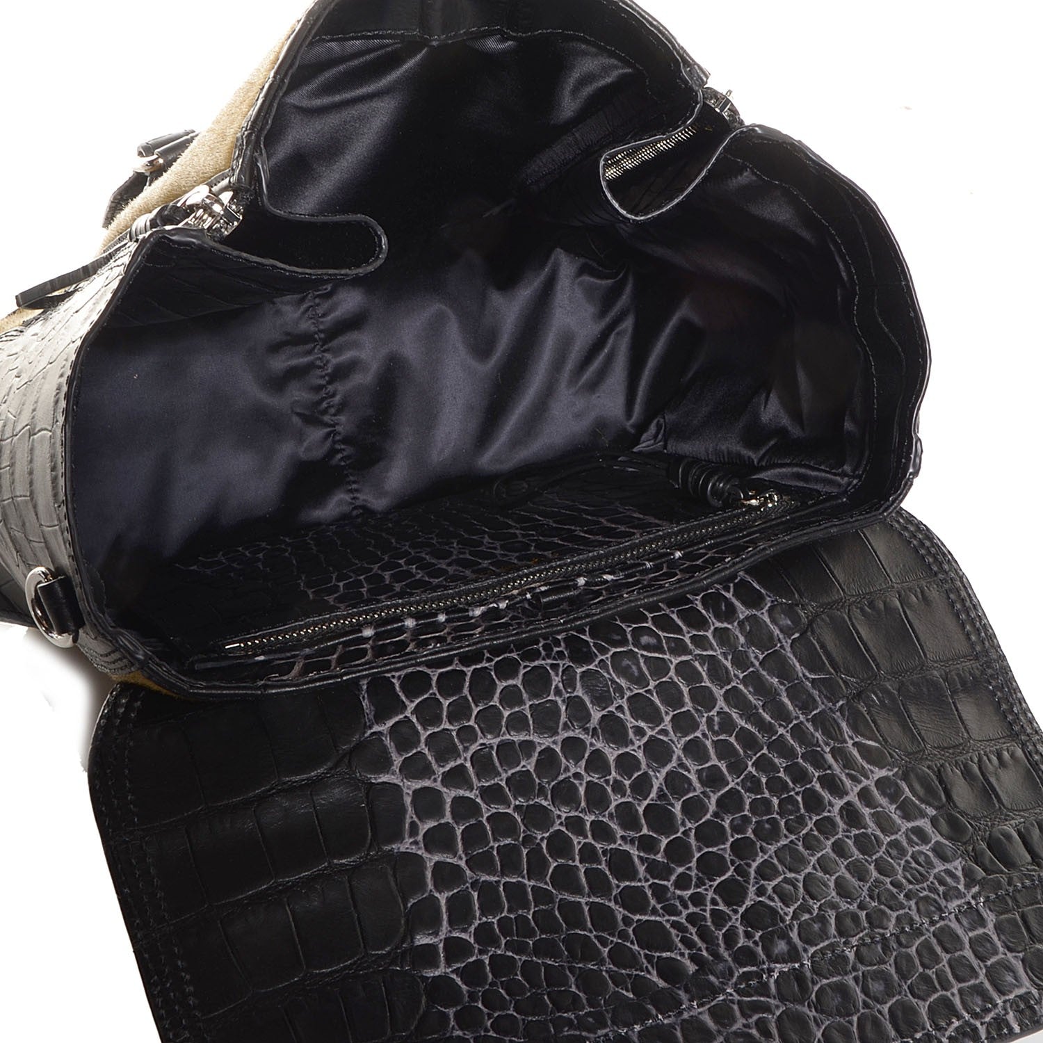 3.1 Phillip Lim 3.1 Calf Hair Crocodile Embossed Leather Medium Pashli Satchel Antique Grey Olive 5 of 10