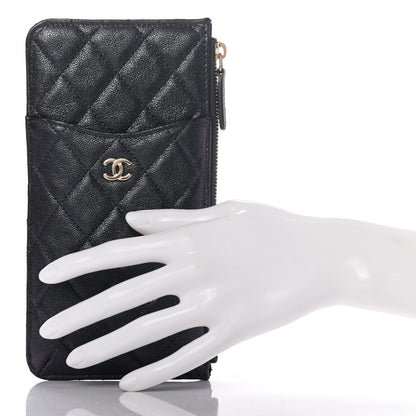 Chanel Iridescent Caviar Quilted Classic Flat Wallet Pouch Black 2 of 7