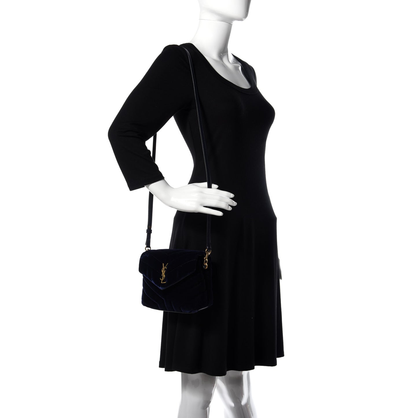 Velvet Y Quilted Monogram Toy Loulou Crossbody Bag Navy