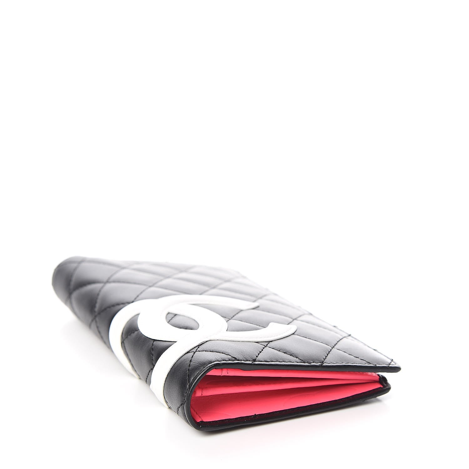 Chanel Calfskin Quilted Cambon Yen Wallet Black White 4 of 9