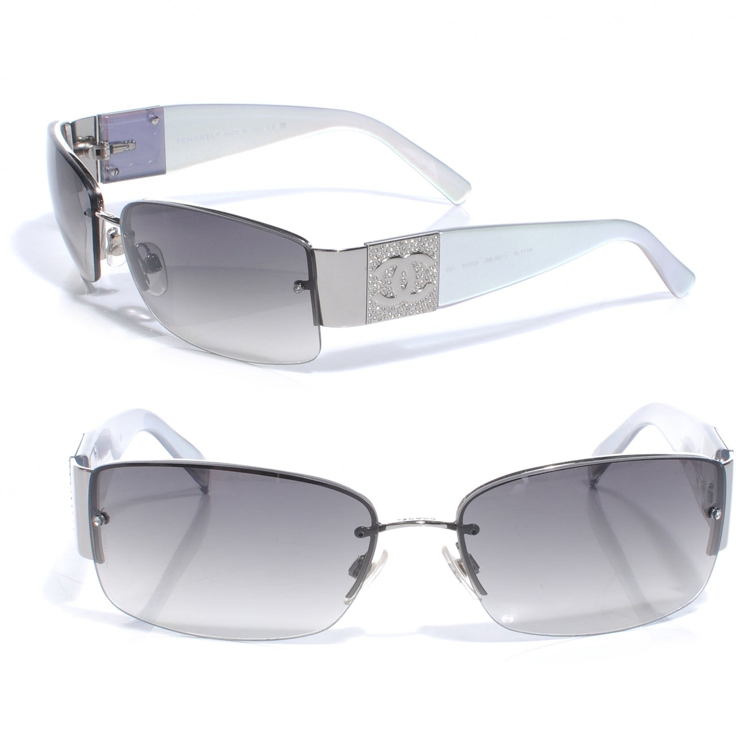 Chanel Crystal CC Logo Sunglasses 4117 B Light Blue 1 of 5