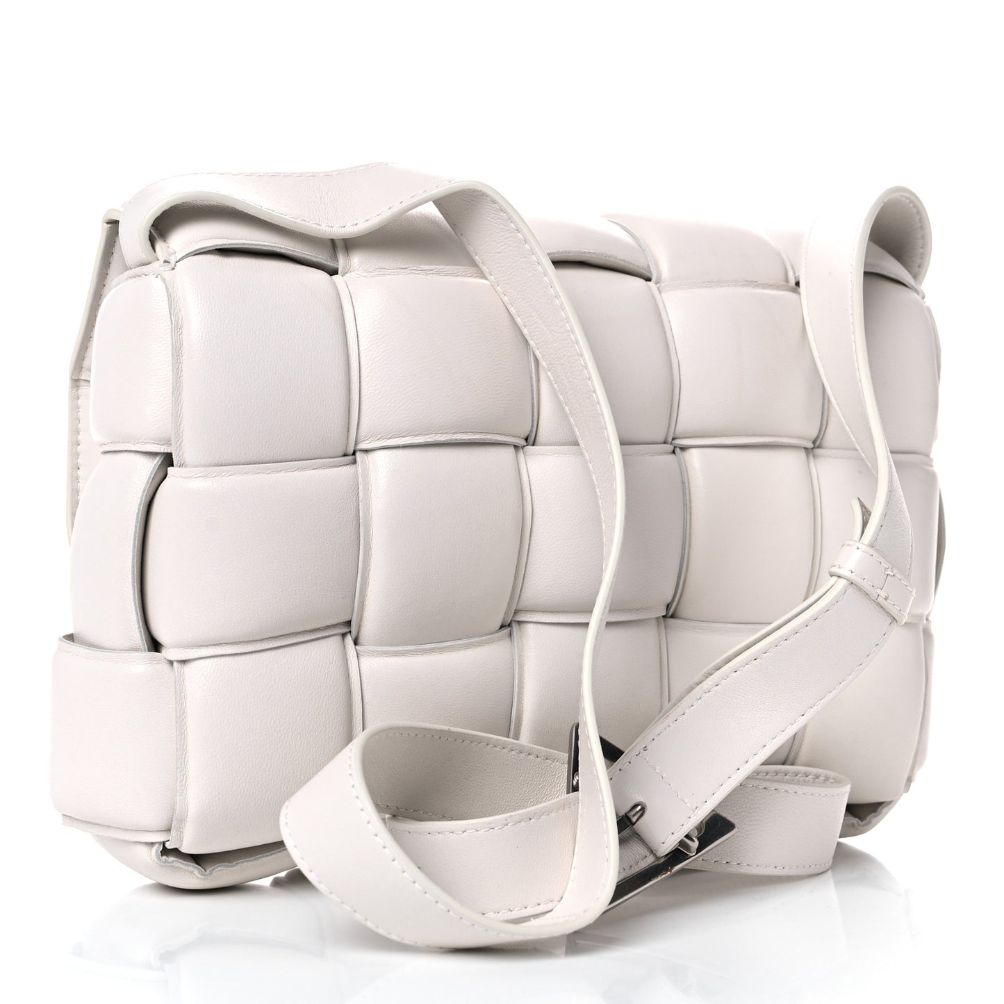 Nappa Maxi Intreccio Padded Cassette Crossbody Bag Chalk