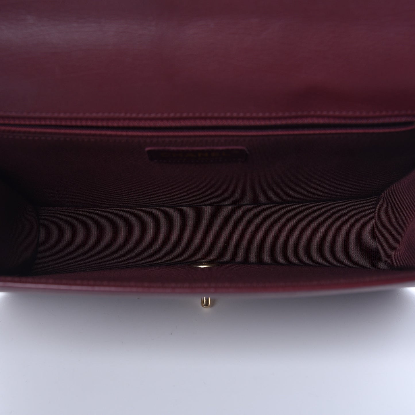 Calfskin Quilted Large Flap Bag Burgundy