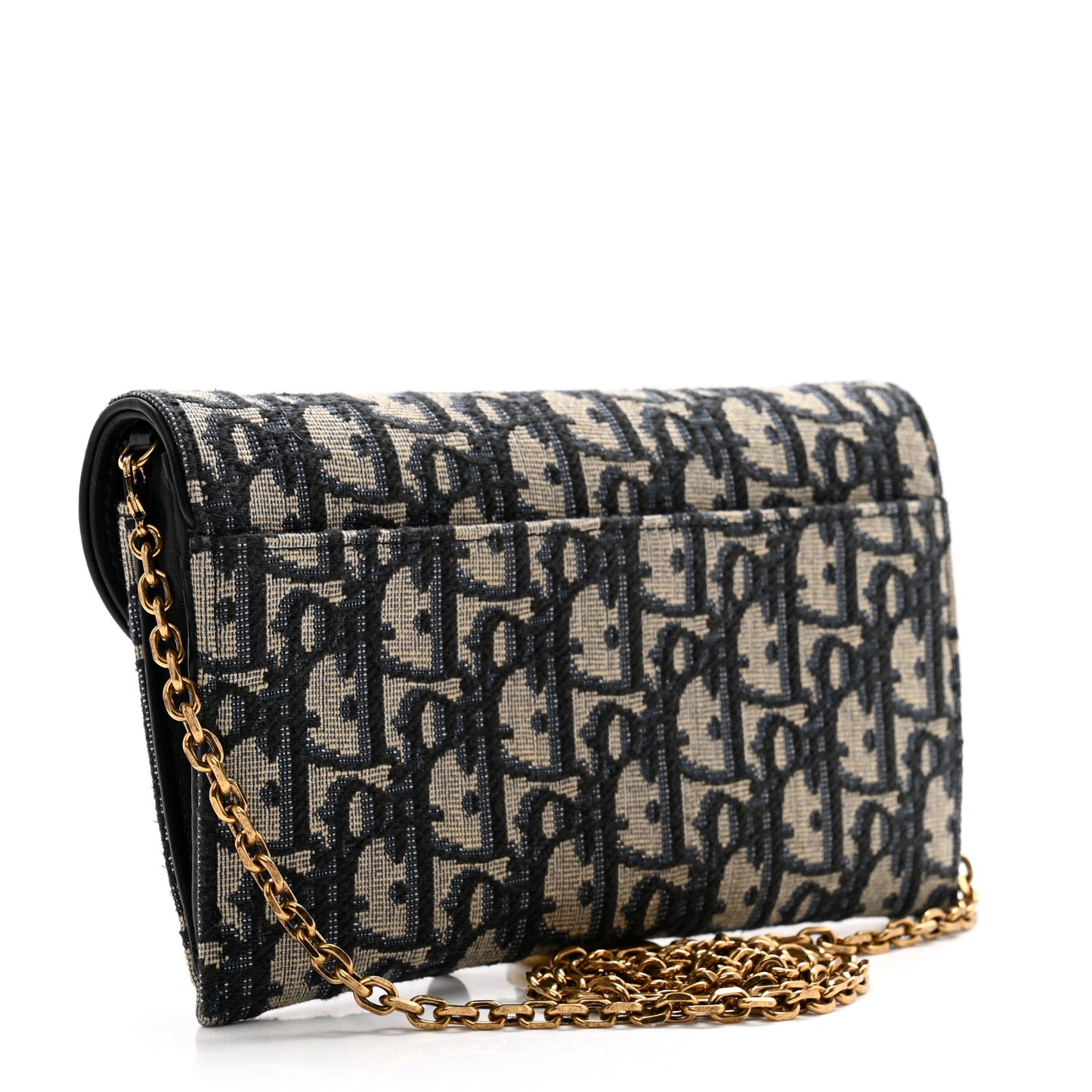 Oblique Saddle Chain Long Wallet Blue