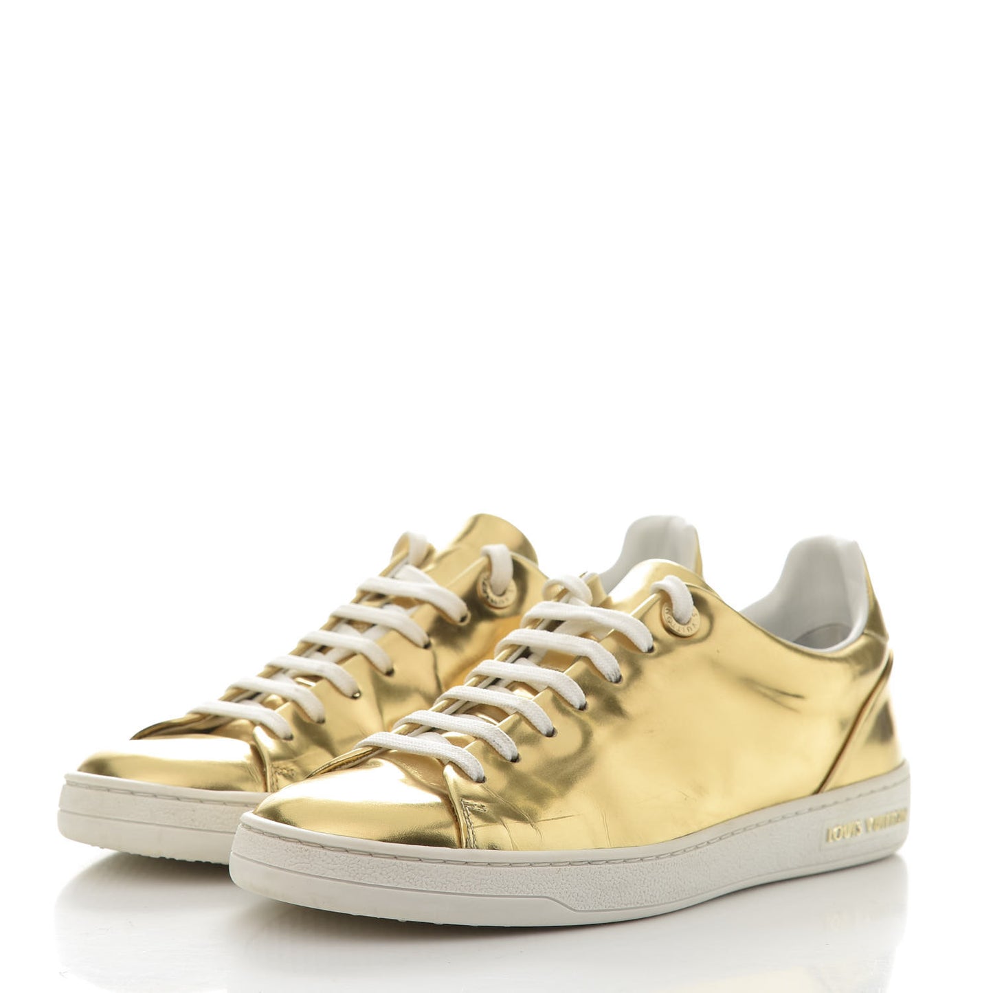Metallic Calfskin Frontrow Sneakers 36.5 Gold