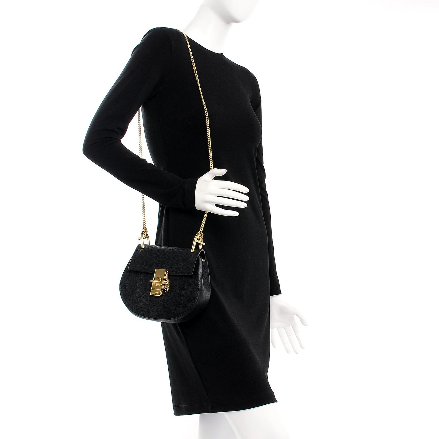 Grained Lambskin Mini Drew Shoulder Bag Black