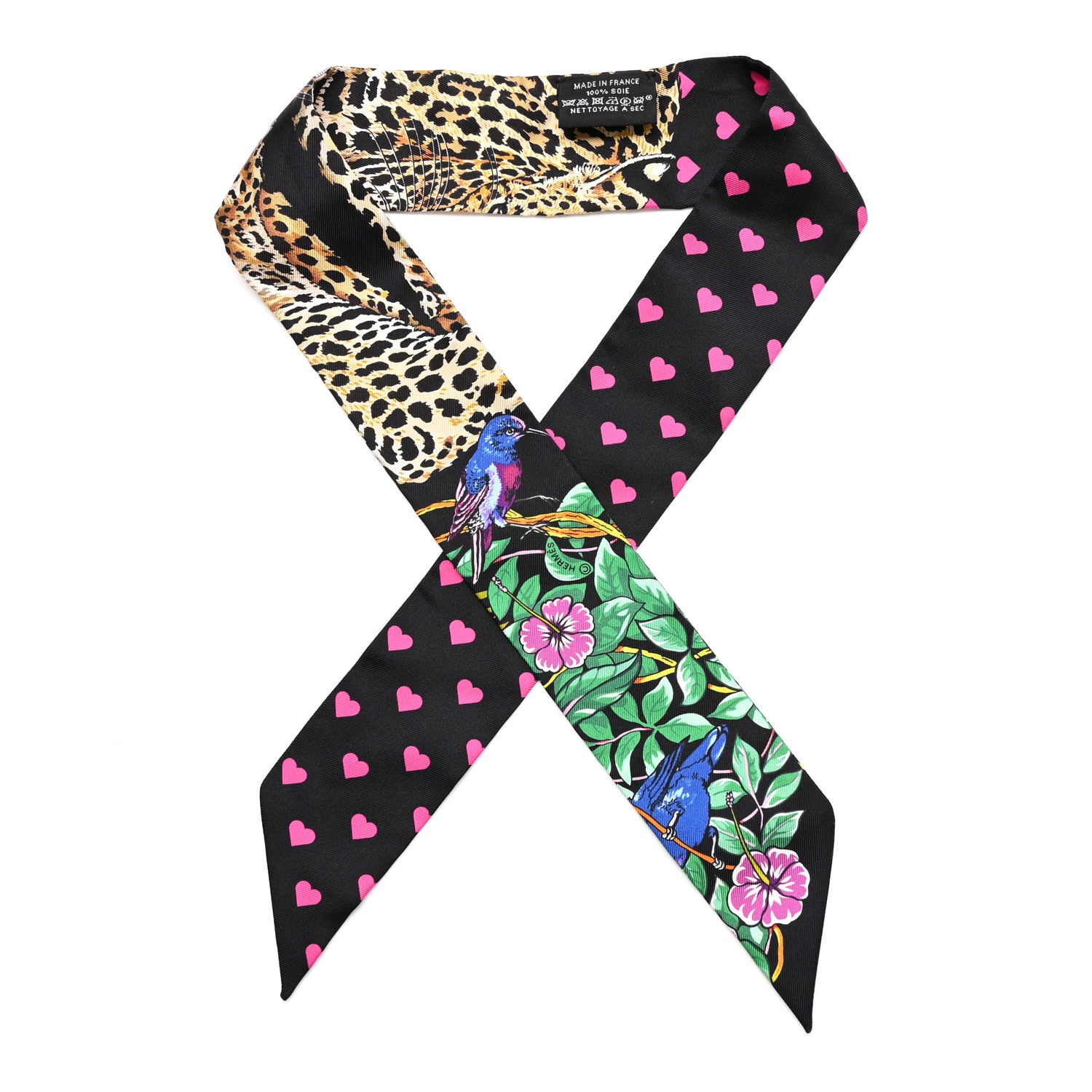 Hermes Silk Jungle Love Love Twilly Black Vert Rose Vif 1 of 4