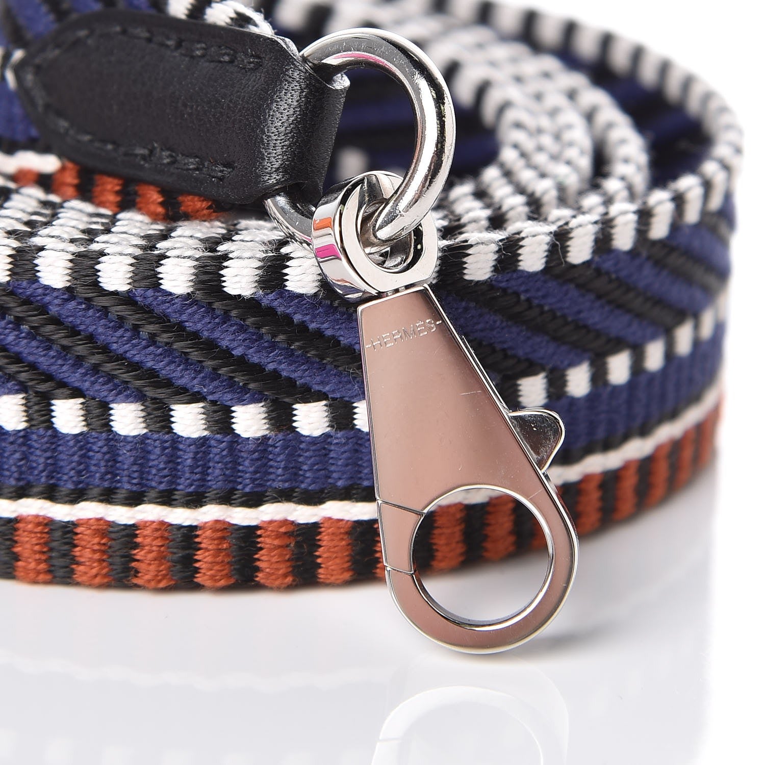 Hermes Toile Swift 25mm Sangle Cavale Shoulder Strap Terre Battue Bleu Indigo Black 6 of 7