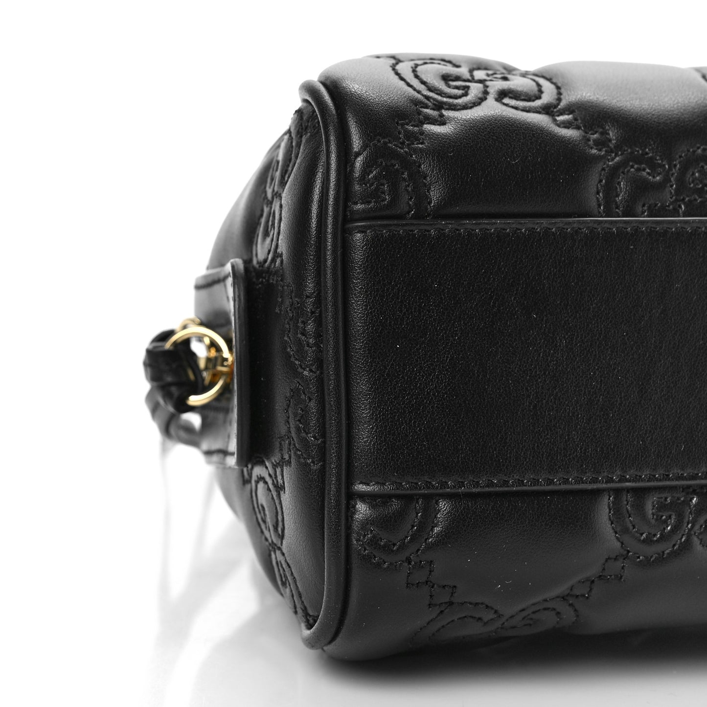 Calfskin GG Matelasse Mini Bowler Bag Black Natural