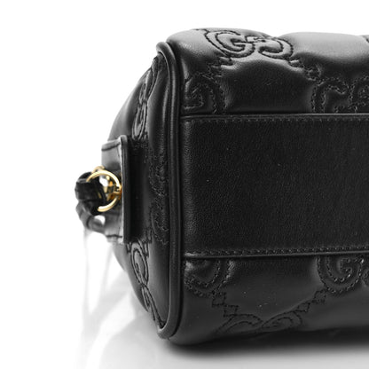 Gucci Calfskin GG Matelasse Mini Bowler Bag Black Natural 7 of 8